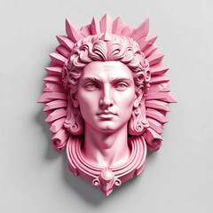 Wall Mural - pink theme apollo head 3d art logo in plain white background