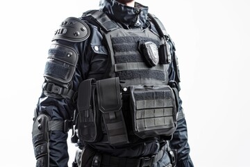 Tactical law enforcement officer in full gear showcasing advanced protective equipment