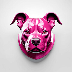 Sticker - pink theme pitbull head 3d art logo in plain white background