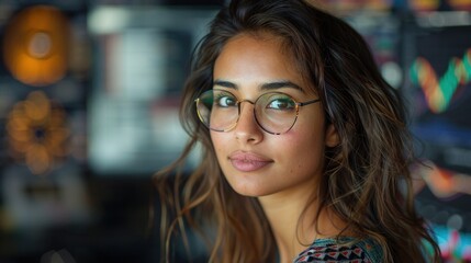 Canvas Print - Portrait of a Young Woman with Glasses