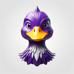 Sticker - purple theme duck head 3d art logo in plain white background