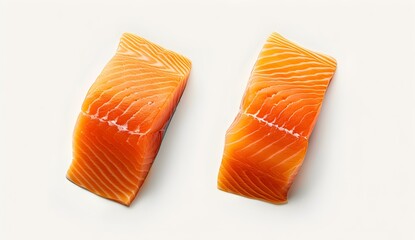 Wall Mural - Fresh Salmon Fillet on White Background