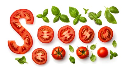 Wall Mural - Tomato and Basil Food Pattern