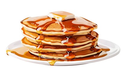 Canvas Print - Stack of Pancakes with Syrup and Butter