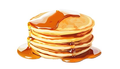 Canvas Print - Stack of Pancakes with Syrup and Butter