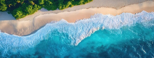 Aerial image lonely paradisiacal beach