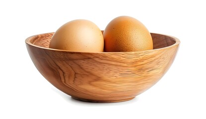 Wall Mural - Two Eggs in a Wooden Bowl