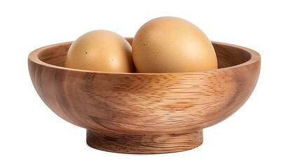 Wall Mural - Two Eggs in a Wooden Bowl