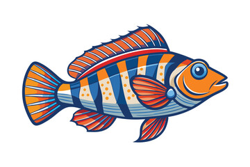 Cute fish silhouette vector illustration F.eps