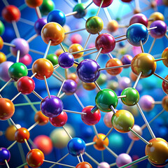 colourful atoms forming molecular structure