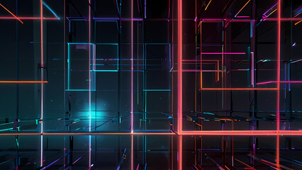 Wall Mural - futuristic abstract background with squares as the central theme