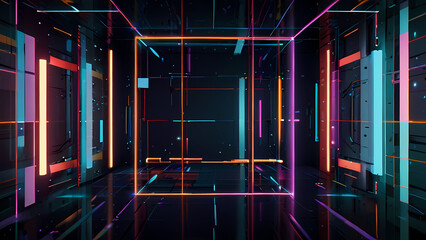 Wall Mural - futuristic abstract background with squares as the central theme