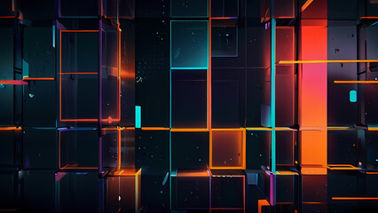 Wall Mural - futuristic abstract background with squares as the central theme