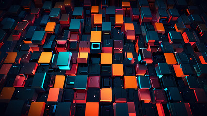 Wall Mural - futuristic abstract background with squares as the central theme