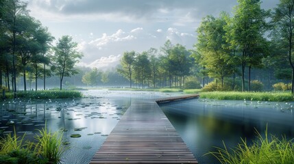 Wall Mural - Serene Lake Pathway