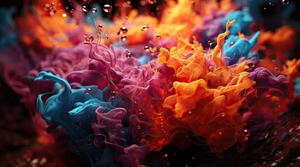 Sticker - Colorful liquid explosion created with advanced technology. Concept Liquid Art, Technology, Colorful Creations. 