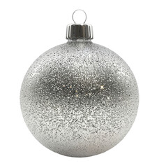 shiny silver christmas ball isolated on transparent background