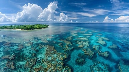 Wall Mural - robust barrier reefs rim lush tropical islands