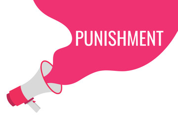 punishment button, banner, label, template for website. punishment text with colorful megaphone icon
