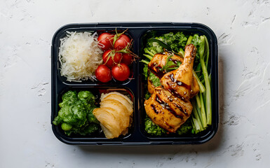 Canvas Print - A chicken teriyaki meal packed for delivery