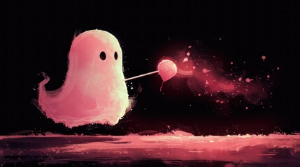 Sticker - Pink Ghost with a Heart