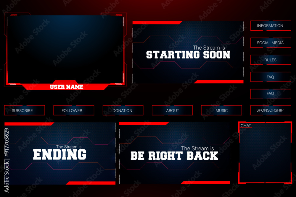 Streaming Service Gui streaming overlay red sparkle Webcam Screen Frame and Stream Alert GUI ...