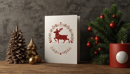 Christmas holiday greeting design card mockup 