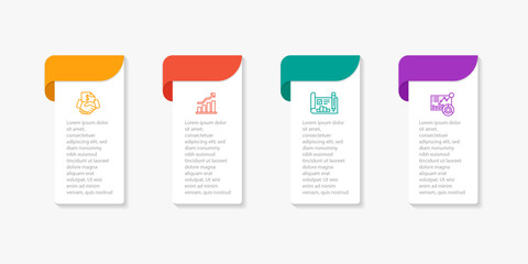 Business infographic vertical design template with 4 options, steps or processes. Can be used for presentation, workflow layout, diagram, annual report, web design.