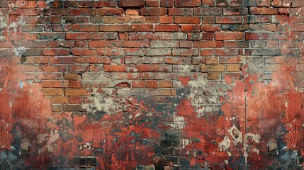 Poster - Retro red brick wall design. Interior backdrop idea.