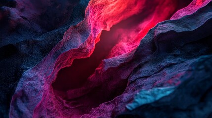 Poster -  A tight shot of a rock formation's center, featuring a radiant red emanation