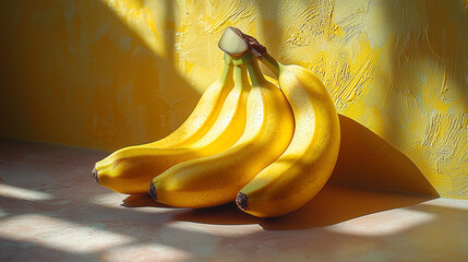 Wall Mural - Bananas, contemporary product photography, sharp shadows and sunlight