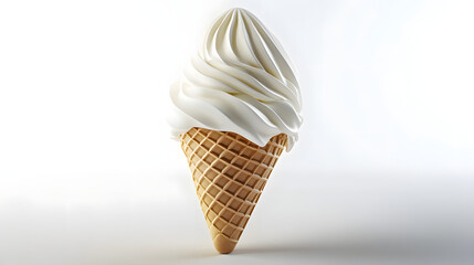 Wall Mural - A white ice cream cone with a white drizzle of ice cream on top