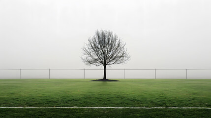 Canvas Print - A lone tree stands in a field of grass