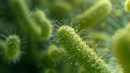  Microscope macro view of a virus, bacteria and cells of an biological organism