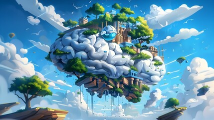 Wall Mural - Brain Island in the Sky.