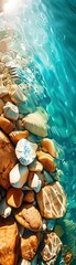 Wall Mural - Pebbles Under Turquoise Water.