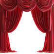 © The - Red Curtains on Stage Isolated on Transparent or White Background, PNG