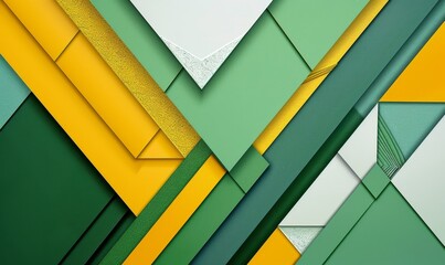 Wall Mural - Green with yellow , white modern geometric element  for corner frame  or banner decoration in minimal style, png white, Generative AI 