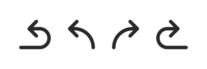 Wall Mural - turn arrow signs for turns isolated on white background. black cursors set. vector icons in flat sty