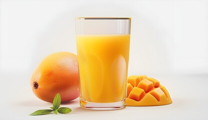 Wall Mural - Glass of Mango Juice with Fresh Mango