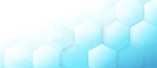 Leinwandbilder - Abstract clean white and blue hexagon shapes pattern background. Futuristic healthcare technology concept. Vector illustration