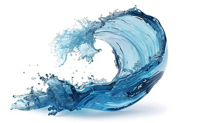 Poster - Water Splash, Abstract Blue Wave, Liquid, 3D Render