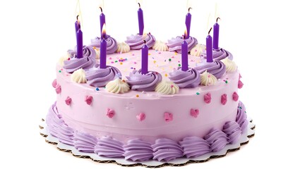 Wall Mural - Purple Birthday Cake with Candles