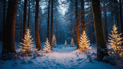 cristmas winter in forest, Winter forest at mountains and blue sky background