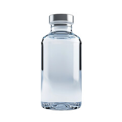 A clear glass bottle with a silver cap, ideal for showcasing liquids or serums in product photography.