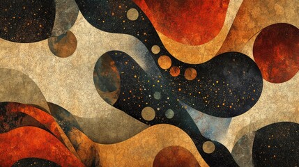 Wall Mural - An abstract background of organic shapes and patterns in earthy tones, evoking a sense of natural harmony.