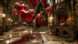 © Kaleem - A room with open doors and heart-shaped balloons entering.
