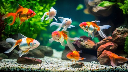 Wall Mural - goldfish in aquarium