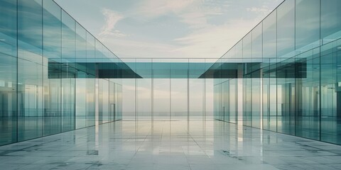 Wall Mural - A large glass building with a glass roof and a glass floor