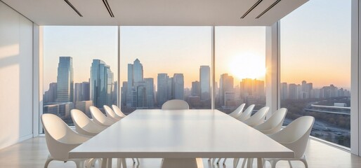 interior of modern building view sunset in the city